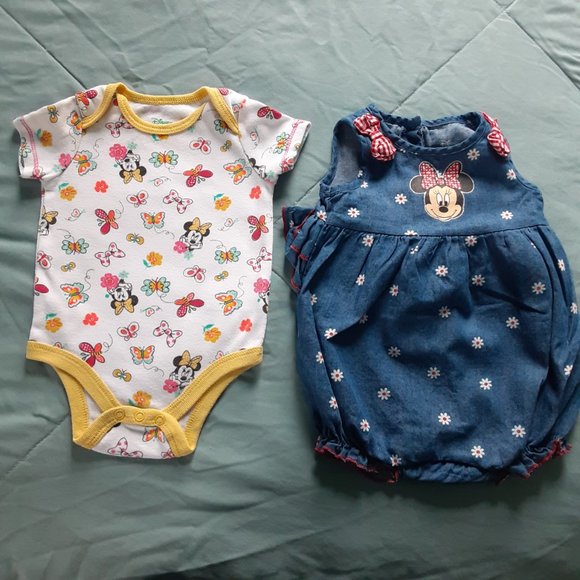 Disney Minnie Mouse Baby Girls Onesies Lot Of 8 Size 0-3 Months - Picture 2 of 16